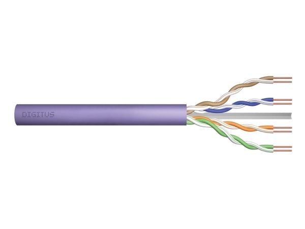DIGITUS Professional - Bulkkabel - 6.3 mm - UTP - simplex - CAT 6 - IEEE 802.5/IEEE 802.3 - halogenfri, stigare, fast, campus - lila, RAL 4005