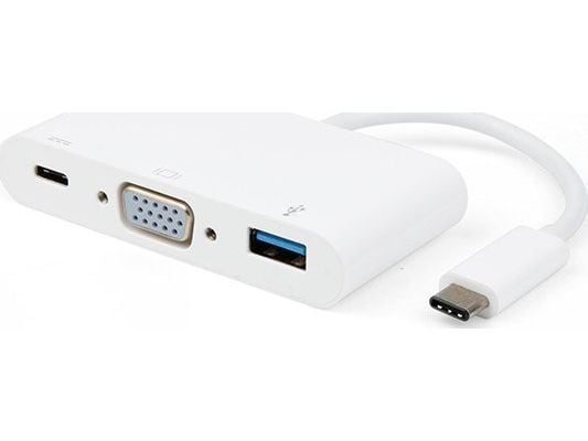 Vivanco IT-USBC VGA C HUB, Koblet med ledninger (ikke trådløs), USB 3.2 Gen 1 (3.1 Gen 1) Type-C, 60 W, Hvit, 5 Gbit/s, 2048 x 1152 piksler