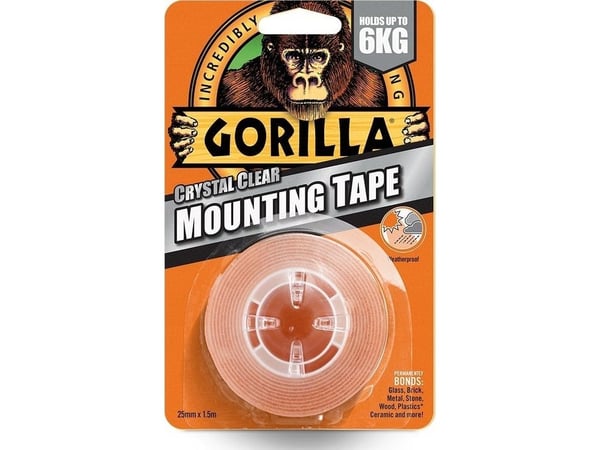 Gorilla Sports kirkas kaksipuolinen kiinnitysteippi 1.5m Gorilla Sports kirkas kaksipuolinen kiinnitysteippi 1.5m