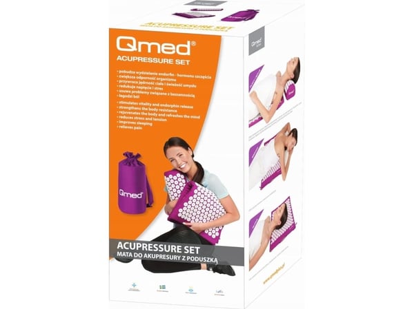 QMED akupressurmatte med pute lilla