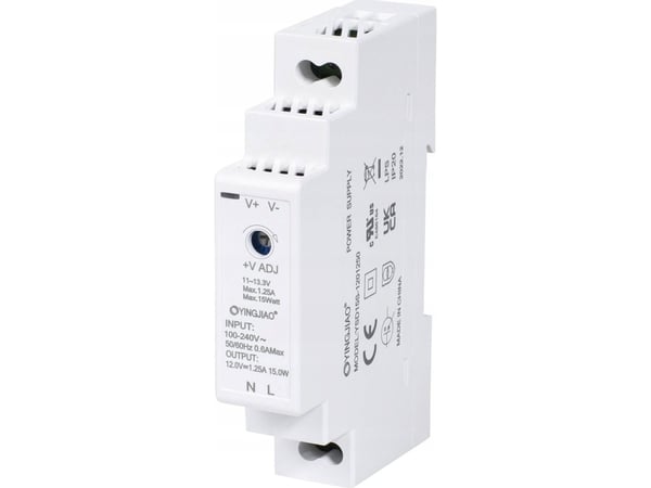 YingJiao DIN-kiskon IMPULSSIVIRTALÄHDE YSD15S-1201250 12V/15W/1.25A