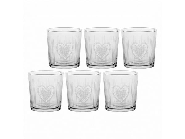 LA PORCELLANA BIANCA BABILA sett med 6 hjerteformede glass 350 ml
