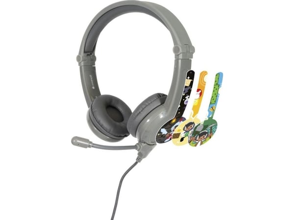 Onanoff BuddyPhones Galaxy - Hodetelefoner med mikrofon - on-ear - kablet - 3,5 mm jakk - grå