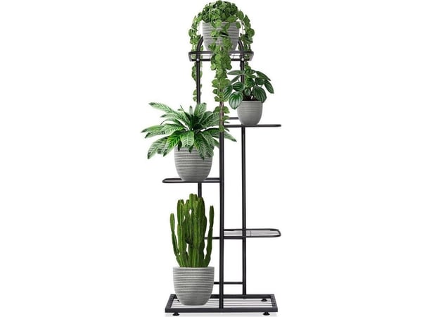 Vilde 5-lags blomsterstativ for krukker, metall, sort, 107 cm