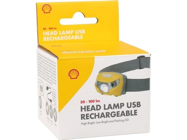 Koopman Lommelykt LED hodelykt SHELL USB PLUS KABEL