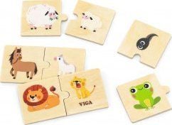 Viga Toys VIGA wooden puzzle small and large animals