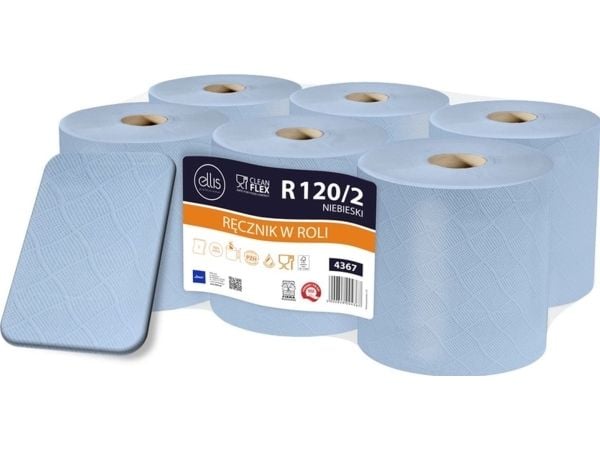 Ellis tørkepapir på rull Ellis 120 m 2-lags cellulose blå (6)
