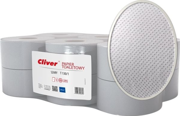 Cliver toalettpapper Cliver 130 m 1-lagers returpapper grå (12)