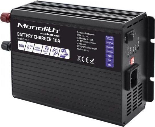 Qoltec Qoltec Monolith intelligent lader for LiFePO4 AGM GEL SLA batterier | 10A | 24V
