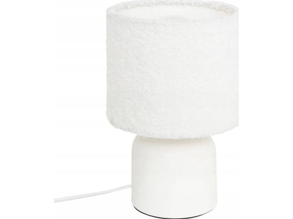 Atmosphera Keraaminen pöytävalaisin BONA, jossa on bouclé varjostin, Ø 14 cm