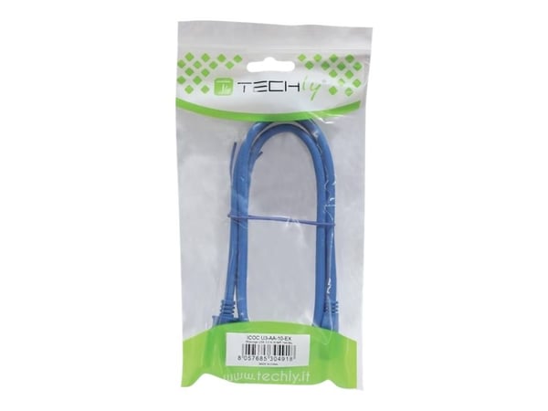 TECHly - USB-förlängningskabel - USB typ A (hane) till USB typ A (hona) - USB 3.0 - 50 cm - formpressad - blå