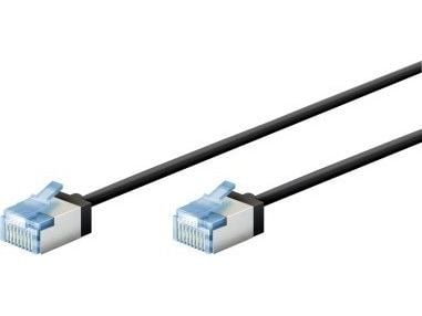 Goobay Ultraflexibles CAT 6A Patchkabel slim U/FTP schwarz - extrakurze Stecker reiner (74323)