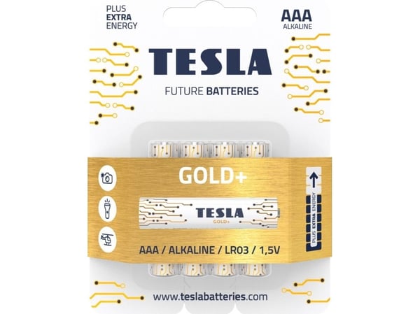 TESLA GOLD Alkaliske batterier AAA (LR03, mikro, blister) 4 stk