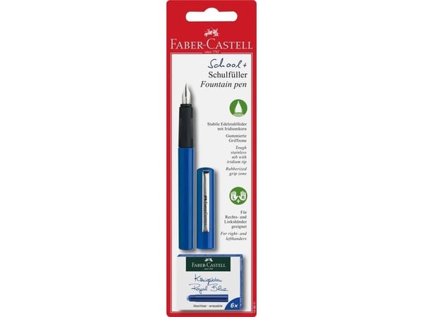 Faber-Castell reservoarblekkpenn skoleblå + 6 patroner