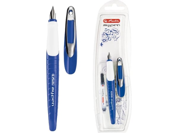 Herlitz my.pen, Blå, Vit, Patronpåfyllningssystem, Blå, Gummi, Rostfritt stål, Blisterförpackning