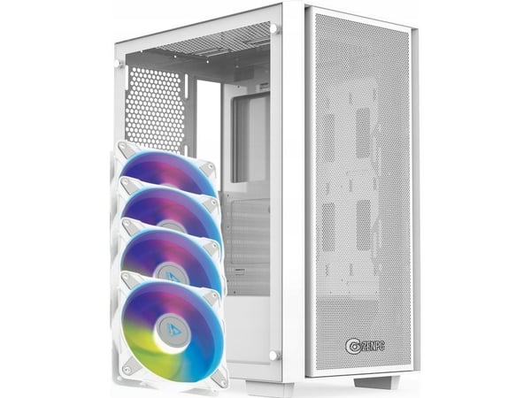 ZENPC Z1 mesh glass chassi vit 4x P12 PWM PST ARGB