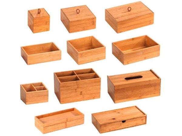 WENKO 23917100, Lager boks, Bamboo, Rektangulær, Bamboo, Monokromatisk, Innendørs