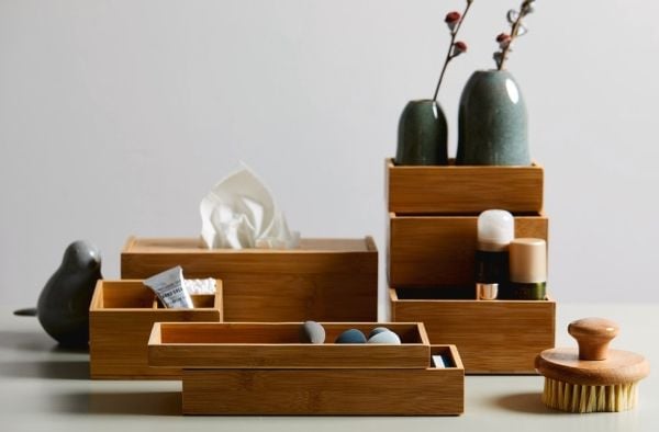 WENKO 23917100, Lager boks, Bamboo, Rektangulær, Bamboo, Monokromatisk, Innendørs