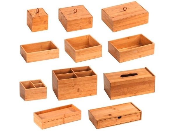 WENKO 23924100, Lager boks, Bamboo, Rektangulær, Bamboo, Monokromatisk, Innendørs