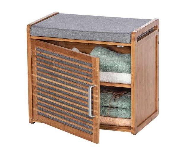 WENKO Bahari, Tre, Frittstående, 2 hyller, 1 dører, Bamboo, Hengslet dør