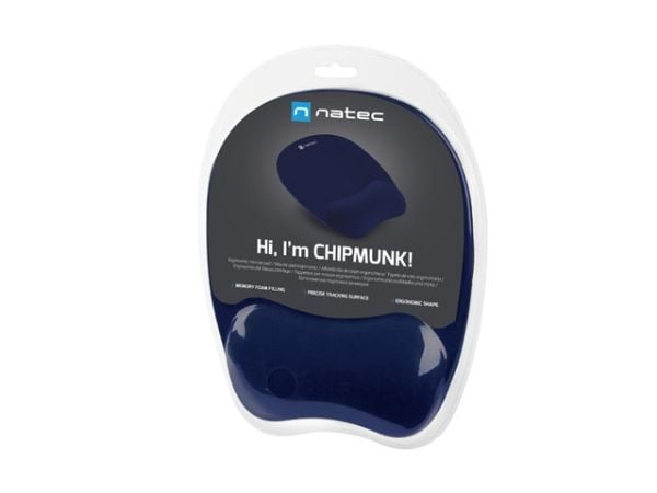 NATEC CHIPMUNK, Mørkeblå, Monokromatisk, Stoff, Memory skum, Gummi, Håndleddshvilepute, Antiskliunderlag