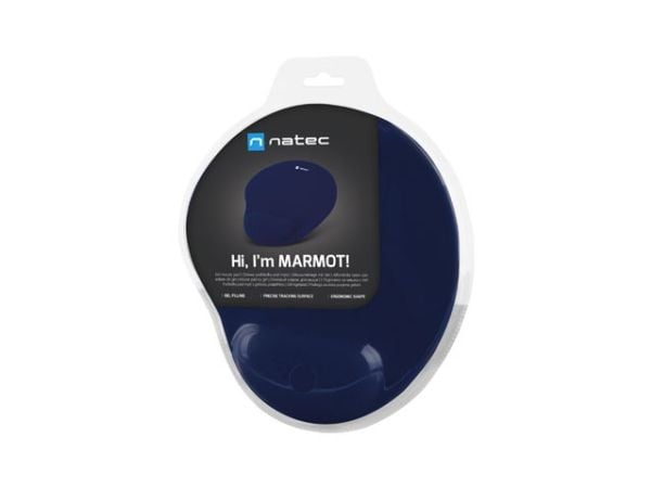 NATEC MARMOT, Mørkeblå, Monokromatisk, Stoff, Gel, Gummi, Håndleddshvilepute, Antiskliunderlag