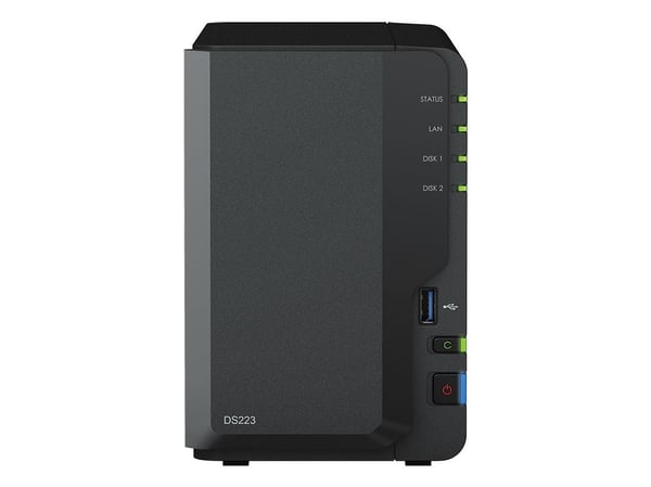 Synology DiskStation DS223 2-spors NAS-server tomt kabinett + 16TB WD Red SATA 3,5"" HDD-harddisker (2x 8TB)