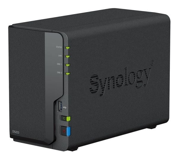 Synology DiskStation DS223 2-spors NAS-server tomt kabinett + 16TB WD Red SATA 3,5"" HDD-harddisker (2x 8TB)