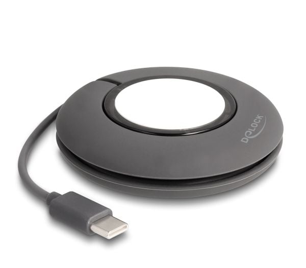 Delock USB Type-C sisäänvedettävä latauskaapeli Apple Watchille 1 m harmaa magneettinen