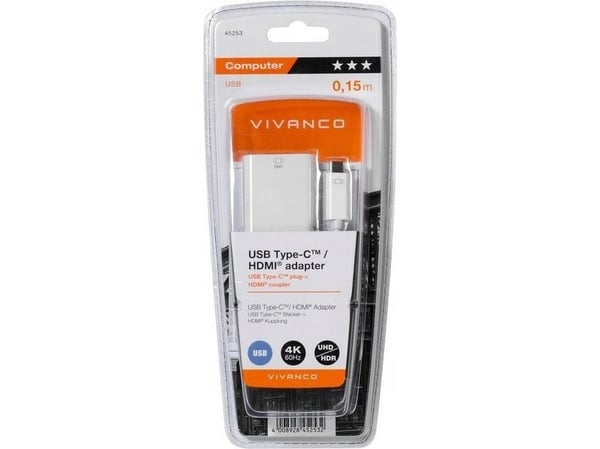 Vivanco CA UC HD 1, USB Type-C, HDMI-utgang, 4096 x 2160 piksler