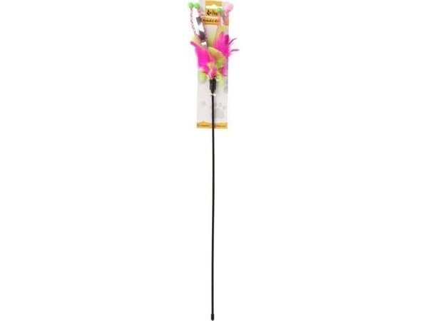 Dingo fiskestang til katt foxi 45+15 cm rosa/grønn