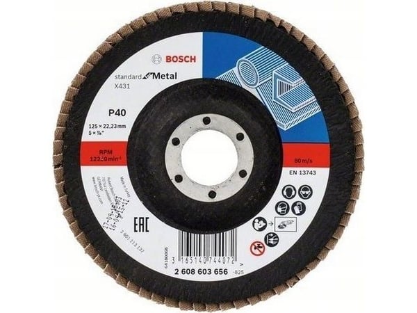 Bosch bladslipeblad 125 mm X431 P 40 for metall, buet/oppbukt
