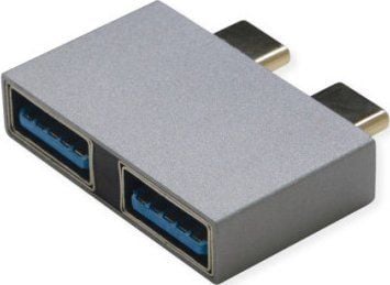 USB 3.2 Gen 2 -sovitin, 2x USB tyyppi C - 2x tyyppi A, ST/BU, hopea väri