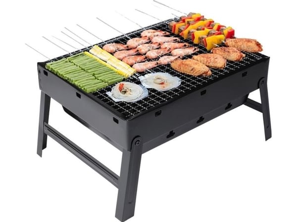 Brunbeste mini grill kull bærbar i koffert