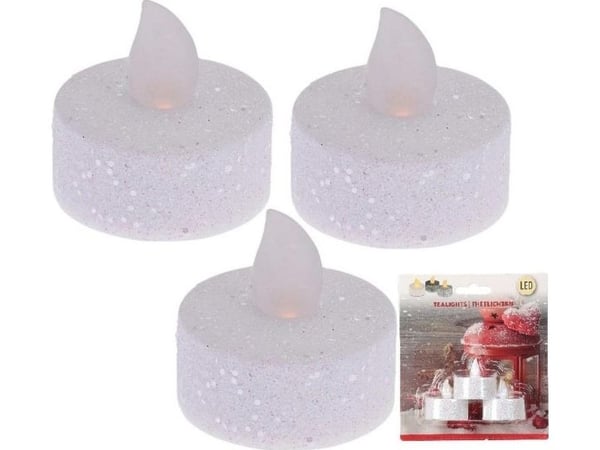 Eko-Light LED telys 3-pk med brokade