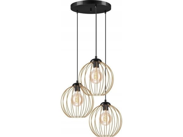 Tak-/hengelampe Lamkur Lamkur Zoya 45443, metall pendellampe loftbur, 3x60W E27, sort/gull