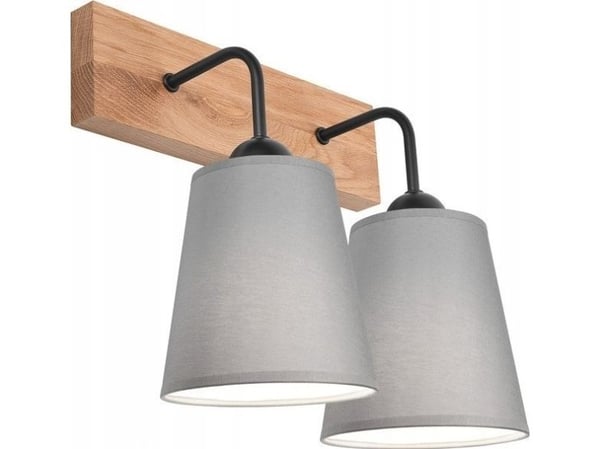 Lamkur vegglampe Lamkur Lula 47683 boho tre tekstilskjermer 2x60W E27 grå/tre