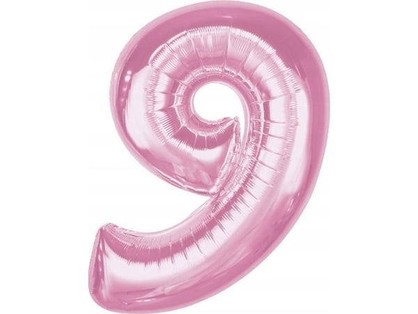 GoDan Folieballong nummer 9 lys rosa Smart 92cm