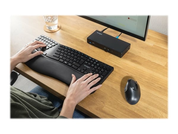 Kensington Pro Fit Ergo Wireless Keyboard - Tangentbord - trådlös - 2.4 GHz, Bluetooth 4.2 - brittisk - svart