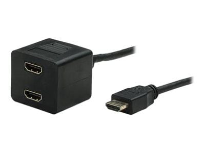 Techly 0,3 m HDMI - 2x HDMI M/F, 0,3 m, HDMI Type A (Standard), 2 x HDMI Type A (Standard), Svart