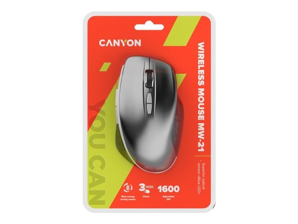 Canyon MW-21, Oikeakätinen, Optinen, Langaton RF, 1600 DPI, Grafiitti