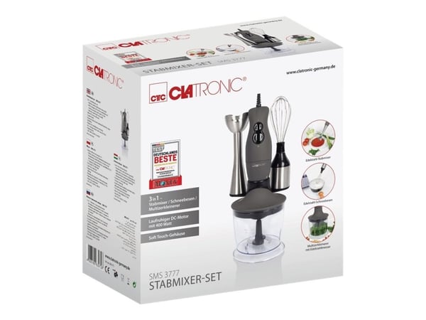 Clatronic SMS 3777, Nedsænkning blender, 0,7 L, 400 W, Rustfrit stål, Titanium