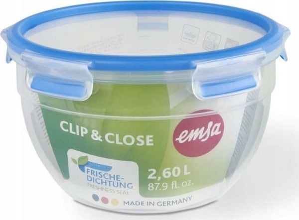 EMSA CLIP & CLOSE N1011400 Matoppbevaringsbeholder Rund beholder 2,6 l Blå - Gjennomsiktig 1 stykke(r) (N1011400)