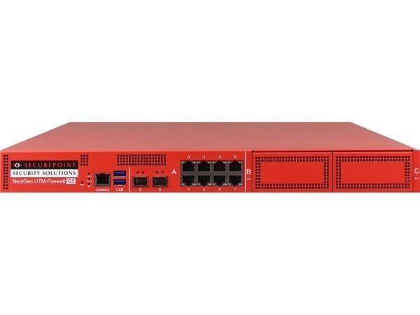 Securepoint RC1000R G5 (Rev. 1), 30 Gbit/s, 3,5 Gbit/s, 1000 bruker(e), AES, Koblet med ledninger (ikke trådløs), RJ-45