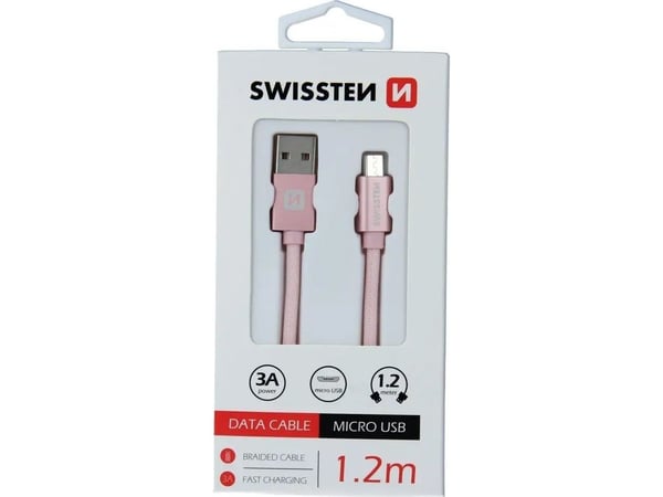 Swissten 71522204, 1,2 m, USB A, Micro-USB B, USB 2.0, 480 Mbit/s, Kultainen