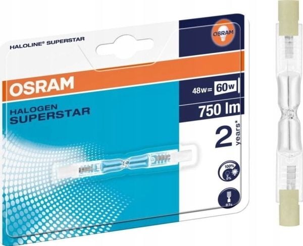 OSRAM HALOLINE Pro - Halogenlyspære - form: T12 - R7s - 48 W (ekvivalent 60 W) - klasse G - varmt hvitt lys - 2900 K