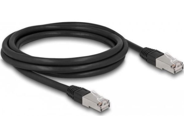 Delock - Koblingskabel - RJ-45 (hann) til RJ-45 (hann) - 2 m - 7 mm - S/FTP - CAT 6a - halogenfri, utendørs - svart