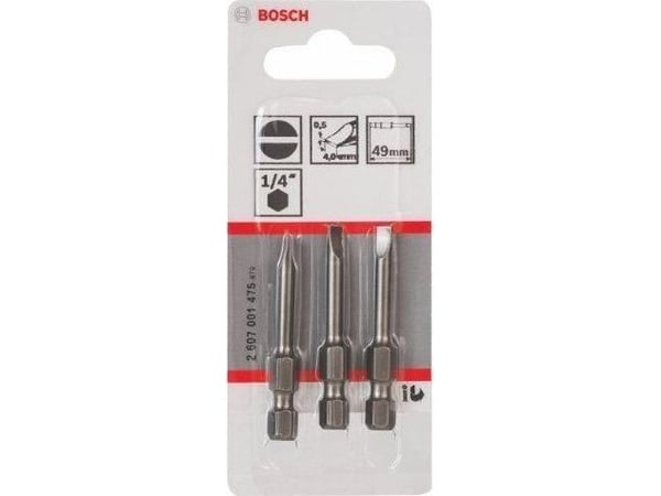 Bosch Accessories rett spor-bit 4 mm ekstra hard E 6.3 3 stk 2607001475