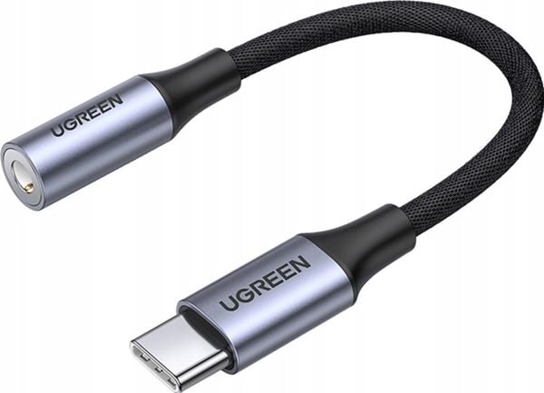 Adapter Ugreen AV161 do słuchawek mini jack 3,5 mm (żeński) / USB-C (męski) 10 cm - szary