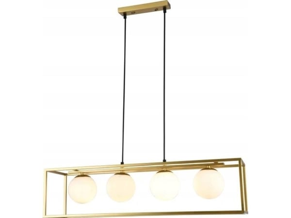 Italux GTV Avelin OS-AVEL3-40-DEC pendellampe i metallbur med kuleformede glassskjermer 4x40W E27 gull/hvit